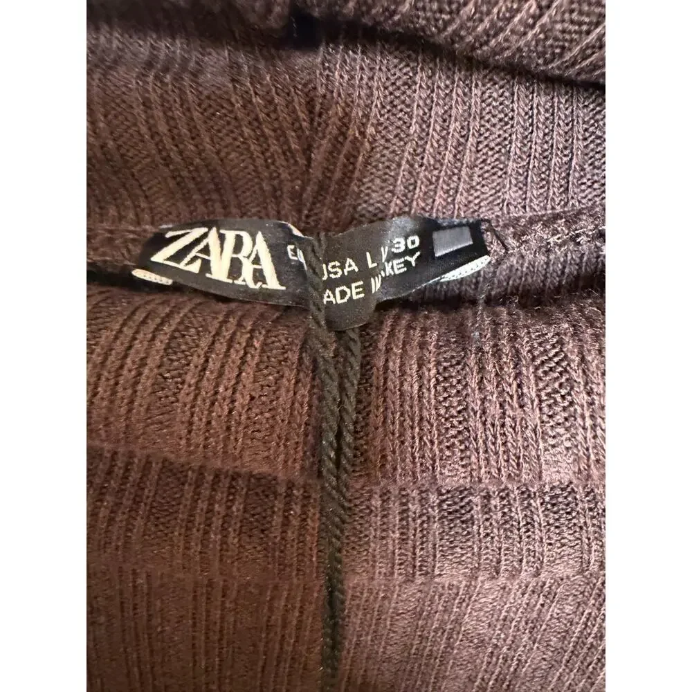 Zara NWT Brown Sweater‎ Ribbed High Neck Winter Ready Comfy Fit L